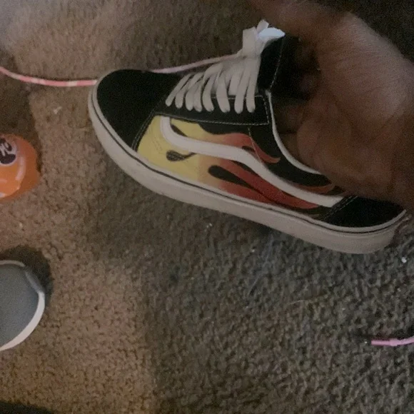 Vans Shoes Vans All Black With Flames Just From Not To Long
